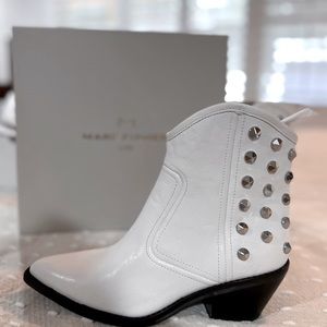 White Marc Fisher Studded Booties